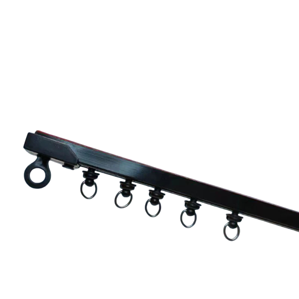 Bara de perdea autocolantă rezistentă 250 cm Nano, bară de glisare silențioasă, montaj superior și lateral din plastic, fără găurire, decorațiune rezistentă pentru fereastră negru