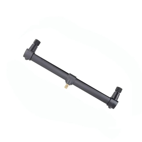 Bara din aluminiu pentru 2 undițe de 30 cm suport pentru undițe cu filet central construcție metalică solidă neagră pentru suport și țăruș 1