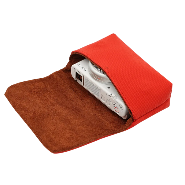 Bärbar kameraväska 11 x 7 x 4 cm Skyddsfodral för Sony ZV1 ZVE10 Canon G7X III kompakt rese skydd röd