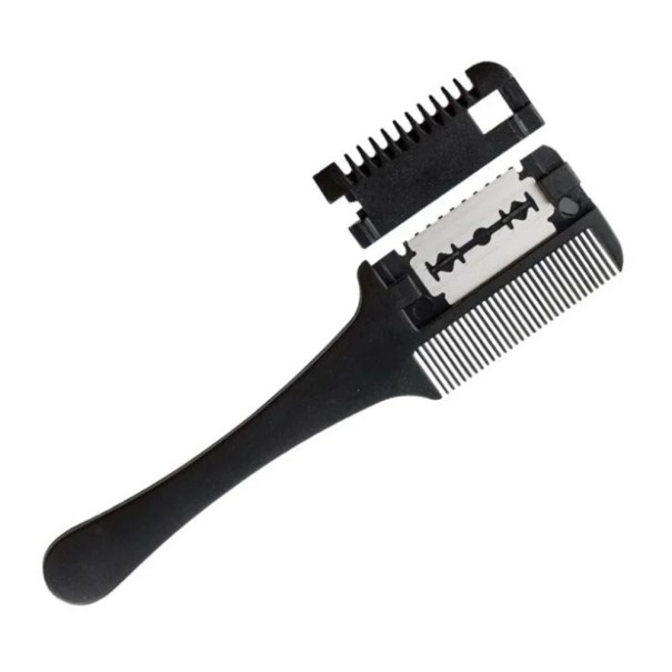Barber Comb with Blade 19 x 4.5 cm Double-Sided Hair and Beard Cutting Comb Replaceable Blades Professional Barber Tool 1