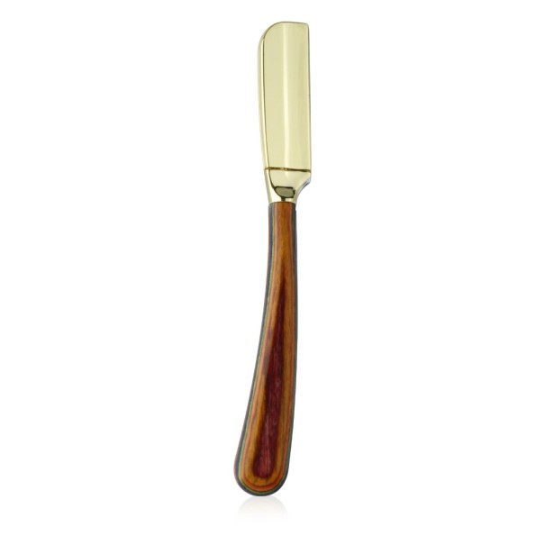Barberkniv til barbering 15,5 x 6,1 x 1,7 cm Rustfrit stål Træfarvet håndtag Professionel frisørkniv til skæg guld
