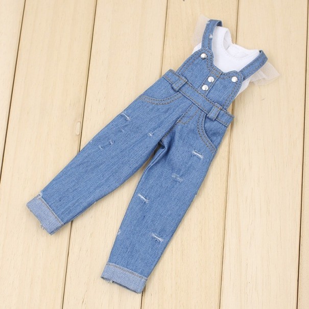 Barbie-kostume T-shirt og overalls lyseblå