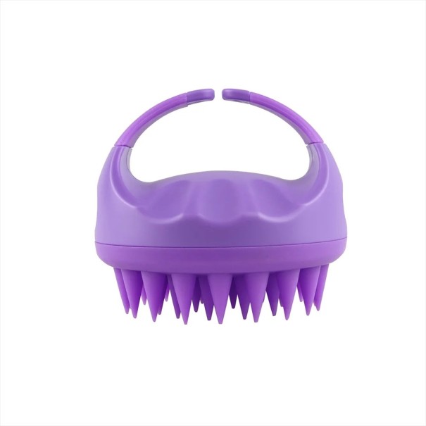 Barevný masážní hřeben pro pokožku hlavy 9 cm x 7 cm pro stimulaci růstu vlasů a relaxaci pokožky fialová