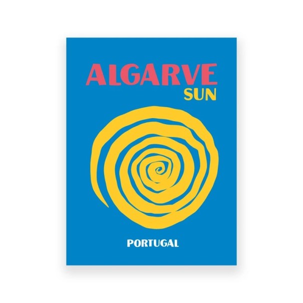 Barevný plakát Algarve Portugalsko 13 x 18 cm tisk na plátno modrý letní grafický motiv dekorace do interiéru bez rámu 1