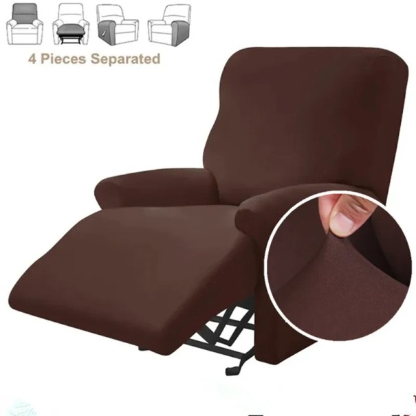 Barevný potah na relaxační křeslo ze 4 dílů z elastického hladkého materiálu hnědá