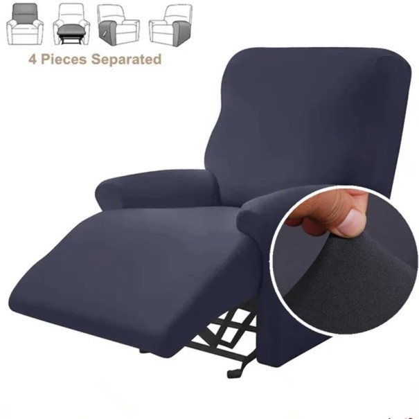 Barevný potah na relaxační křeslo ze 4 dílů z elastického hladkého materiálu tmavě šedá