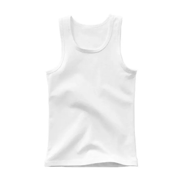 Barn t-shirt för pojkar och flickor 100% bomull och polyester Enfärgad sommar t-shirt utan ärmar med O-hals Bekväm i olika färger vit 12