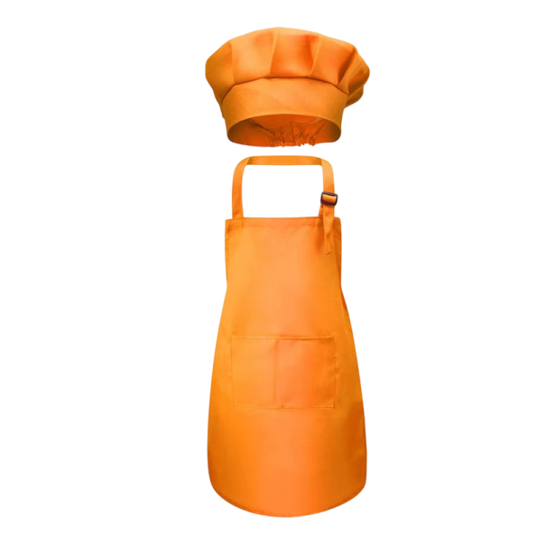 Barnens köksförkläde 53 x 43 cm med mössa Förkläde för barn 3–6 år Pojkar Flickor Kockkostym Lek i köket Barnlagning orange