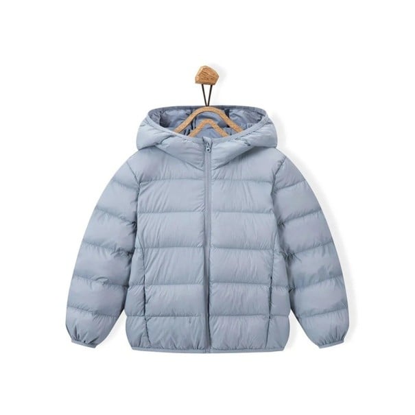 Barnens unisex vinterjacka med dragkedja och huva Varm nylonjacka för kalla dagar Lätt och värmande vinterjacka för pojkar och flickor bekväm blå 6