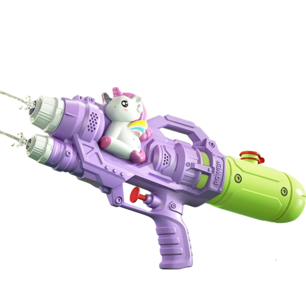 Barnens vattenpistol med enhörning 35 × 16 cm med dubbelmunstycke plastleksak för sommar utomhusspel 1
