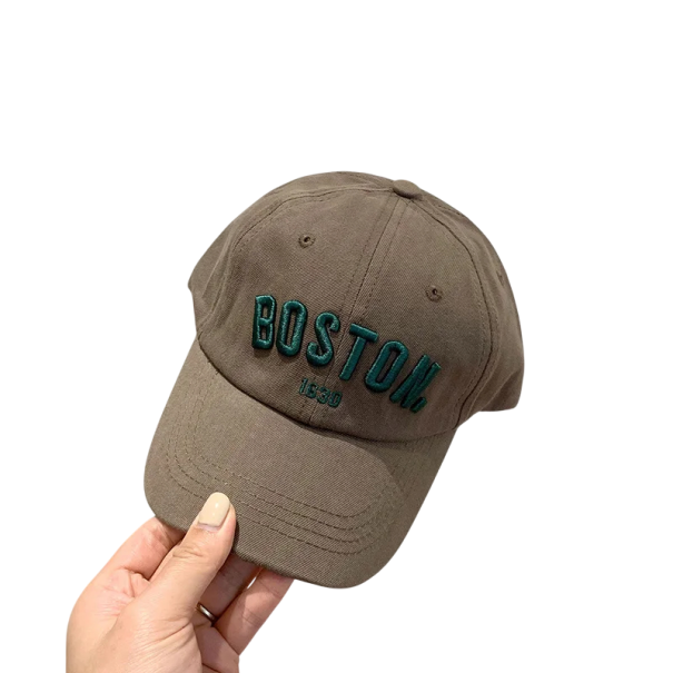 Barnkeps Boston Storlek 50–54 cm Justerbar bomullsmössa med skärm khaki