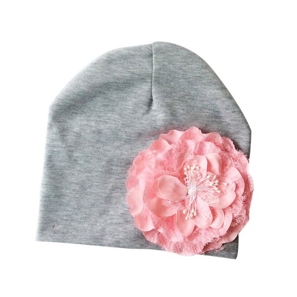 Barnmössa med blomma J3130 grå