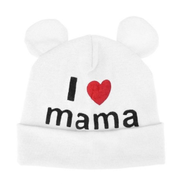 Barnmössa med öron I LOVE MAMA blå