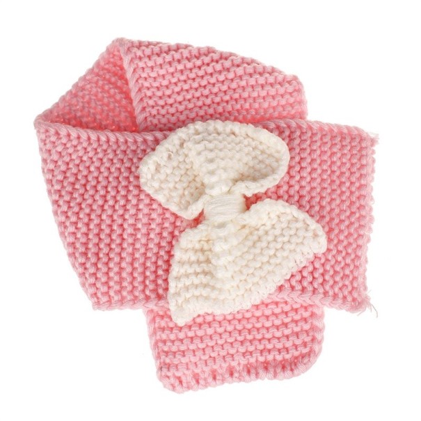 Barns vinterstickad halsduk med rosett J2476 rosa