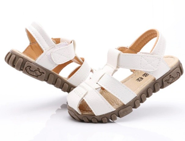 Barnsandaler i skinn vit 28