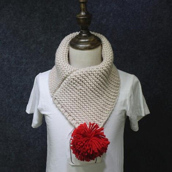 Barnscarf i ylle med pompom J599 10