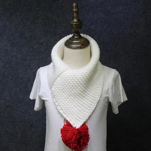 Barnscarf i ylle med pompom J599 1