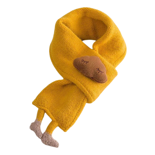 Barnsjal 55 x 8 cm Med 3D gulligt emoji och små ben Mjuk accessoar av polyester och akryl Varm och bekväm sjal för pojkar och flickor med glatt motiv gul