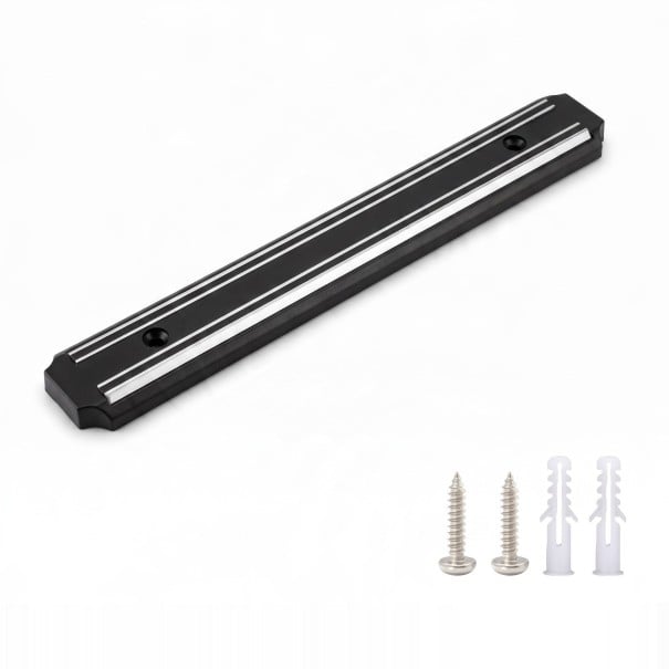 Barra magnetica per coltelli 33 x 3,3 cm Supporto a parete stretto per coltelli e utensili Plastica con strisce magnetiche Nera Per cucina e officina 1