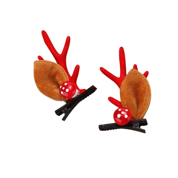 Barrettes de Noël avec des bois de renne, des oreilles et une éponge rouge Accessoire stylé pour coiffure de Noël, photos et célébrations rouge