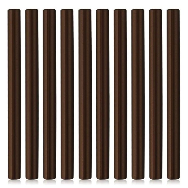 Barritas de cera para sellar 10 uds 10 × 0,7 cm Barritas para pistola de pegamento caliente para sellos de cera Colores vivos Impresiones nítidas Buena adherencia para decoraciones marrón