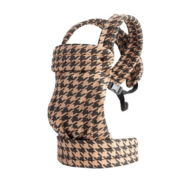Bärsele för barn med vadderade remmar och midjeband, bomull, mönstrad design, för bekväm bärning av spädbarn och småbarn brun