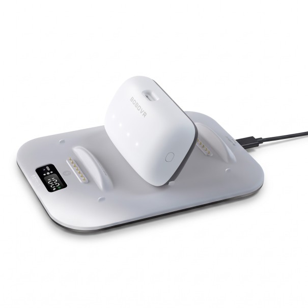 Base de carga para 3 baterías B100 con pantalla digital y carga rápida de 30 W en color blanco para la correa de cabeza VR S3 Pro 1
