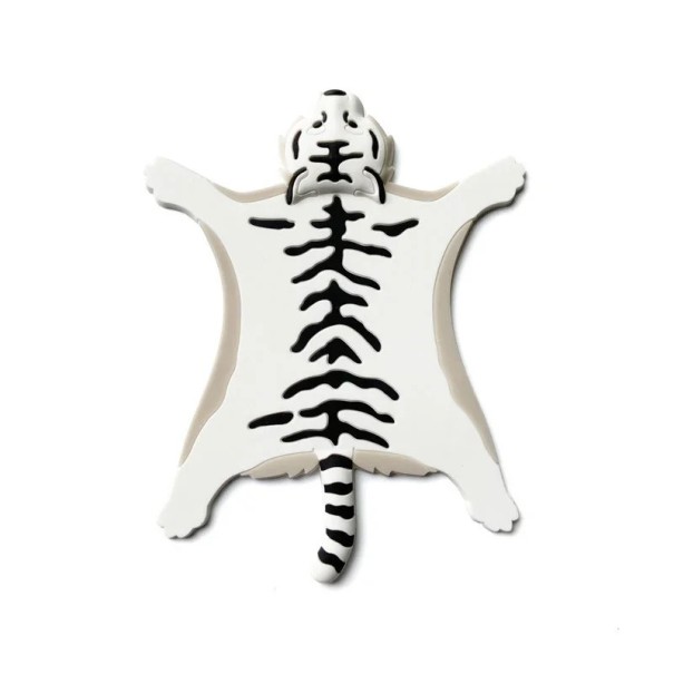 Base de silicone para copo com motivo de tigre antideslizante e resistente ao calor 11,5 × 15,5 cm branco