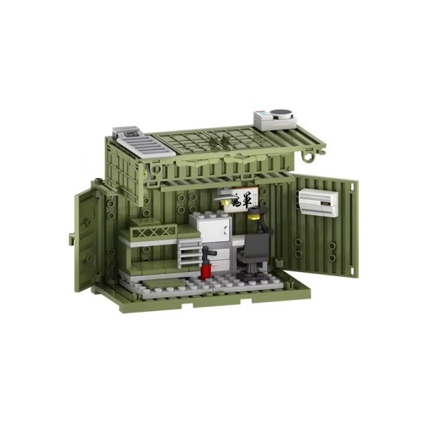 Base Militar Creativa 93 Pzs Campamento de Contenedores Torres de Vigilancia Arsenal Puestos de Mando Bloques de Modelo DIY Juguete de Construcción 1