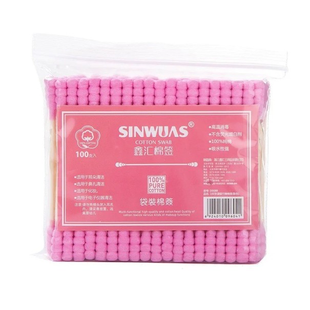 Bastoncillos de algodón Bastoncillos de algodón desechables Bastoncillos de algodón de doble punta 100 uds V210 rosa