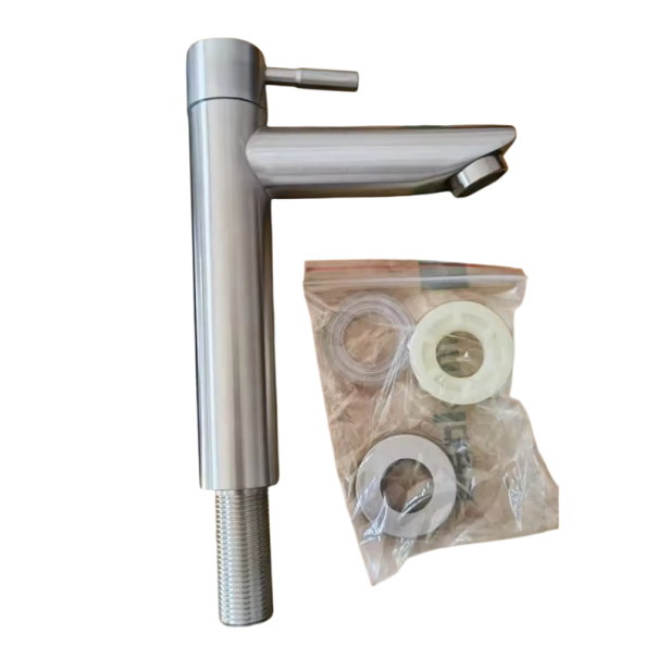 Baterie de chiuvetă din oțel inoxidabil 17 x 12 cm Baterie simplă pentru apă rece Robinet modern cu control prin manetă pentru bucătărie și baie argint