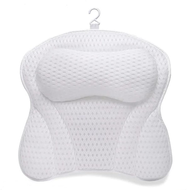 Bath Pillow 44 x 43 x 10 cm Soft Support Pillow for Neck and Back for Hot Tub Strong Mesh 6 Suction Cups Supportive Relaxation Pillow 1
