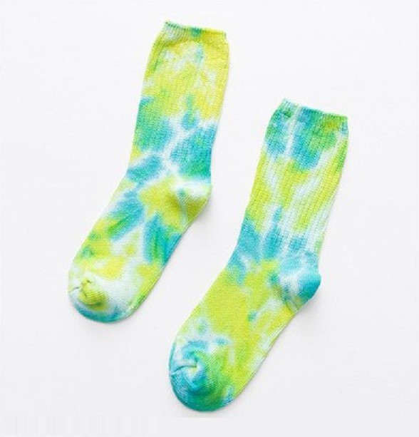 Batik skateboardsokken geel