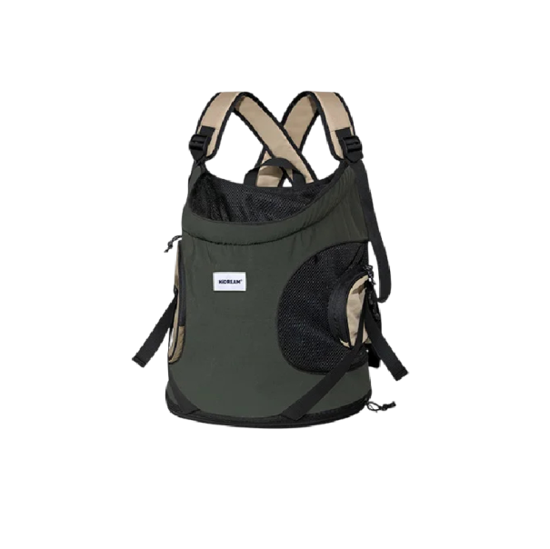 Batoh na hruď pro malé psy a kočky do 6 kg s prodyšnou síťovinou, kapsami a X-popruhy, nylonové provedení, 35 x 20 x 36 cm, na výlety tmavě zelená