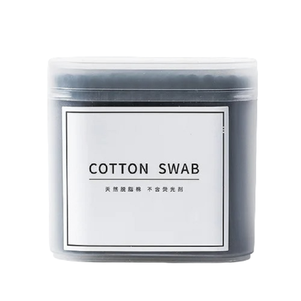 Bâtonnets de coton Double tête Tampons en coton jetables 200 pcs noir