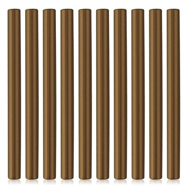 Bâtons de cire à cacheter 10 pcs 10 × 0,7 cm Bâtons pour pistolet à colle chaude pour cachets Couleurs vives Impressions nettes Bonne or éclatant