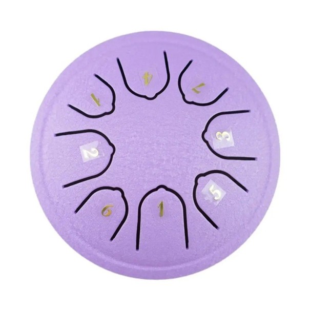 Batteria a linguetta in acciaio 11,5 cm 8 toni mini tamburo a mano strumento musicale con bacchetta tamburino batteria rilassante con accessori viola