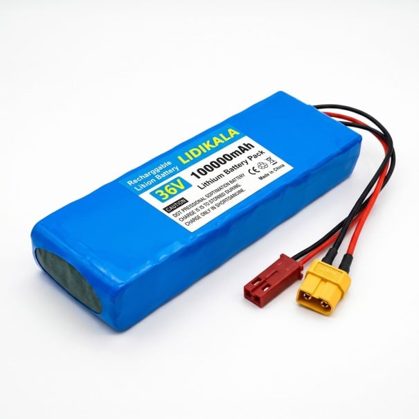 Batteria litio ricaricabile per monopattino elettrico LIDIKALA 36 V 10S2P Connettori XT30 e JST Celle 18650 186 x 66 x 38 mm Colore blu 1