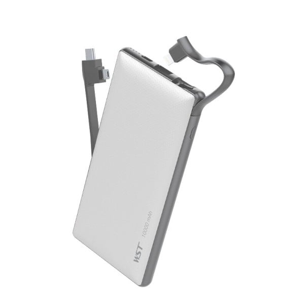 Batterie externe 10000 mAh avec câble blanc
