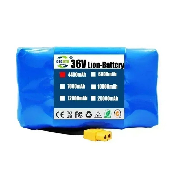 Batterie für Hoverboard 36 V 4400 mAh Lithium-Ionen 135 x 75 x 60 mm Blau Für Hoverboard und E-Scooter sowie selbstbalancierende Fahrzeuge