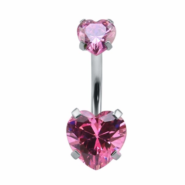 Bauchnabelpiercing in Form eines Herzens rosa