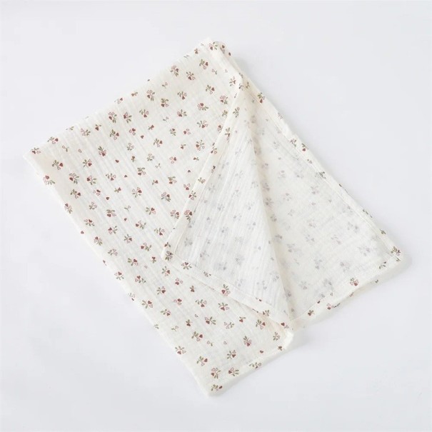 Baumwoll-Musselin-Decke für Babys 85x65 cm Babyhandtuch Wickeltuch Kleines Blumenmuster Blumenmotiv Für Neugeborene 1