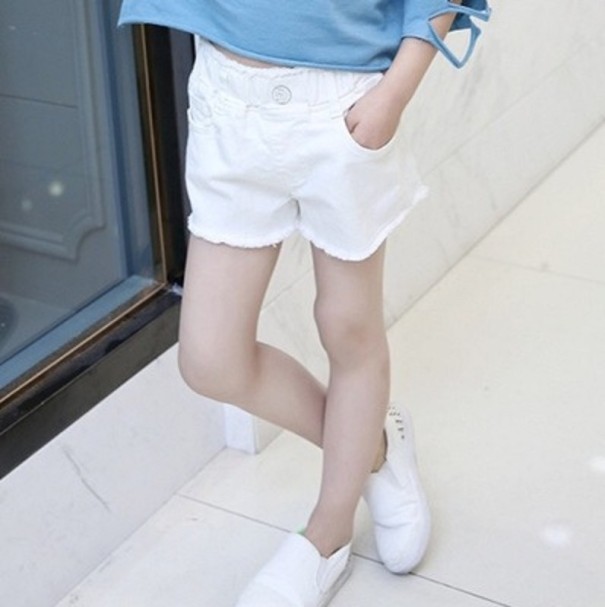 Baumwollshorts für Mädchen J882 weiß 5