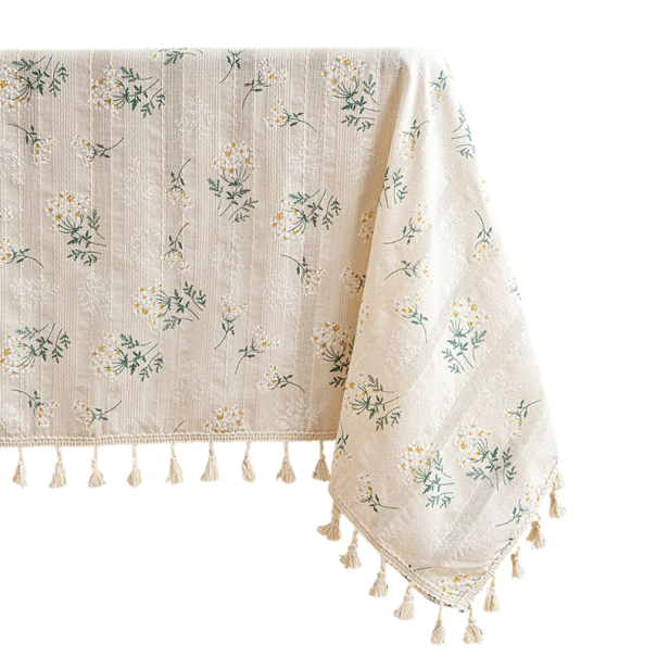Baumwolltischdecke 90 x 90 cm Quadratische Tischdecke mit Blumenmuster Mehrfarbige Varianten Tischdekoration für Esszimmer Haushaltsküchenausstattung creme