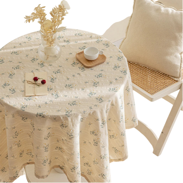 Baumwolltischdecke mit Blumenmuster 140 x 240 cm Elegante Dekoration für den Esstisch Verschiedene Farbvarianten Küchen- und Esstextilien golden