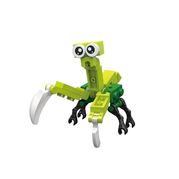 Bausatz 8 x 7 cm grüne Heuschrecke 32 Teile Insektenfigur aus Bausteinen Niedliches Modell einer Heuschrecke zum kreativen Zusammenbauen 1