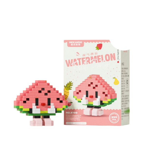 Bausatz Melonenfigur 5,7 × 6,8 × 2,8 cm 239 Teile Kreativer Mini-Bausatz für Kinder und Erwachsene Witziges Modell einer Melone aus bunten Teilen 1