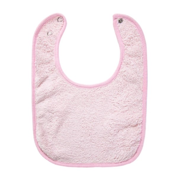 Bavaglino per bambini con bottoni per la regolazione della circonferenza del collo Dimensione 26 x 20 cm Bordo rifinito lungo tutto rosa