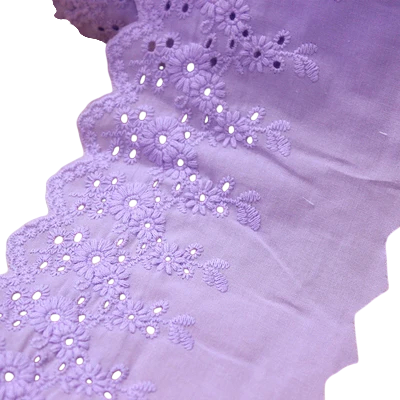 Bavlnená látka s krajkovým lemom 91 cm Dekoračná bavlnená textília na šitie zdobenie odevov textilné dekorácie ručné tvorenie fialová