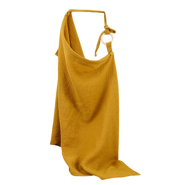 Bavlněná mušelínová zástěra na kojení pro maminky 100 x 65 cm Kojicí clona Prodyšná látka Ochrana soukromí při krmení žlutá